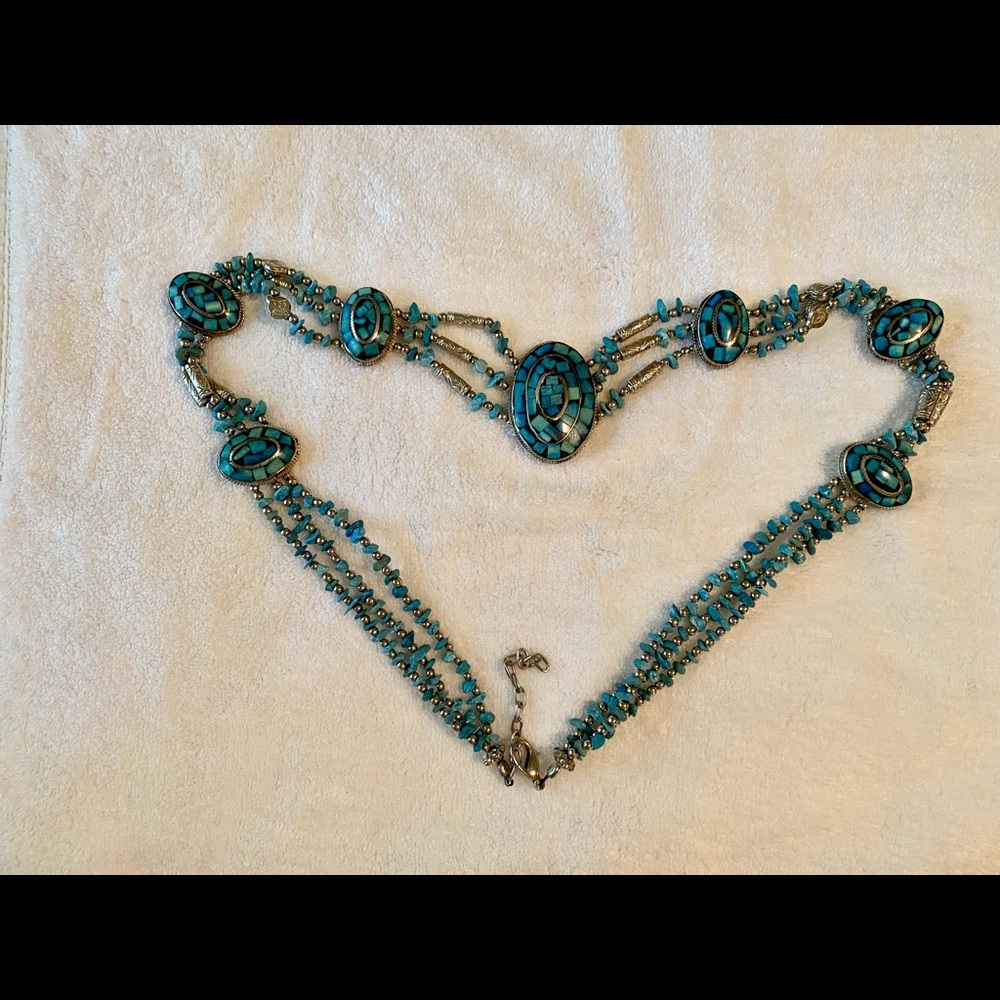 Turquoise and Silver beaded belt